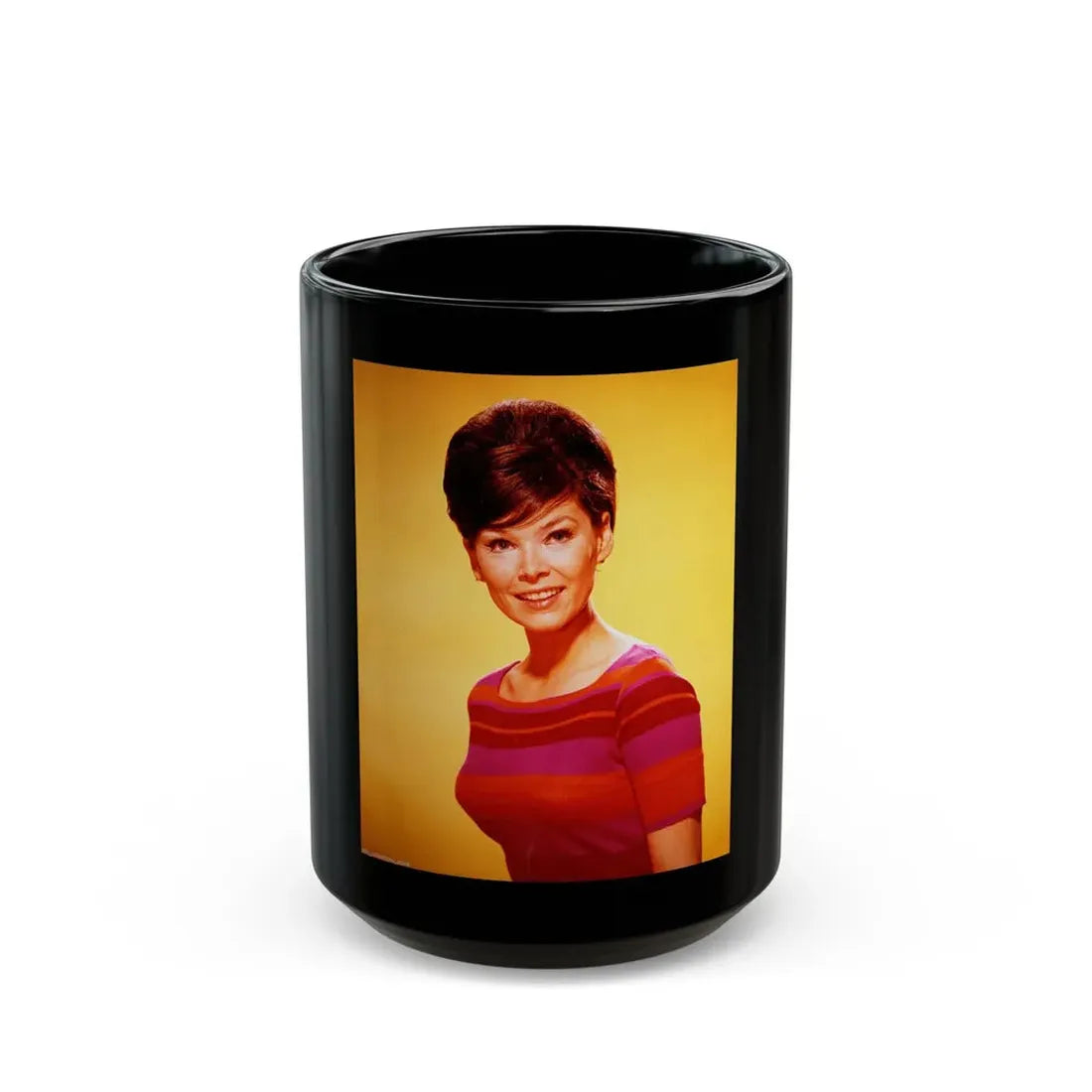 Yvonne Craig #196 (Vintage Female Icon) Black Coffee Mug 15oz - Go Mug Yourself