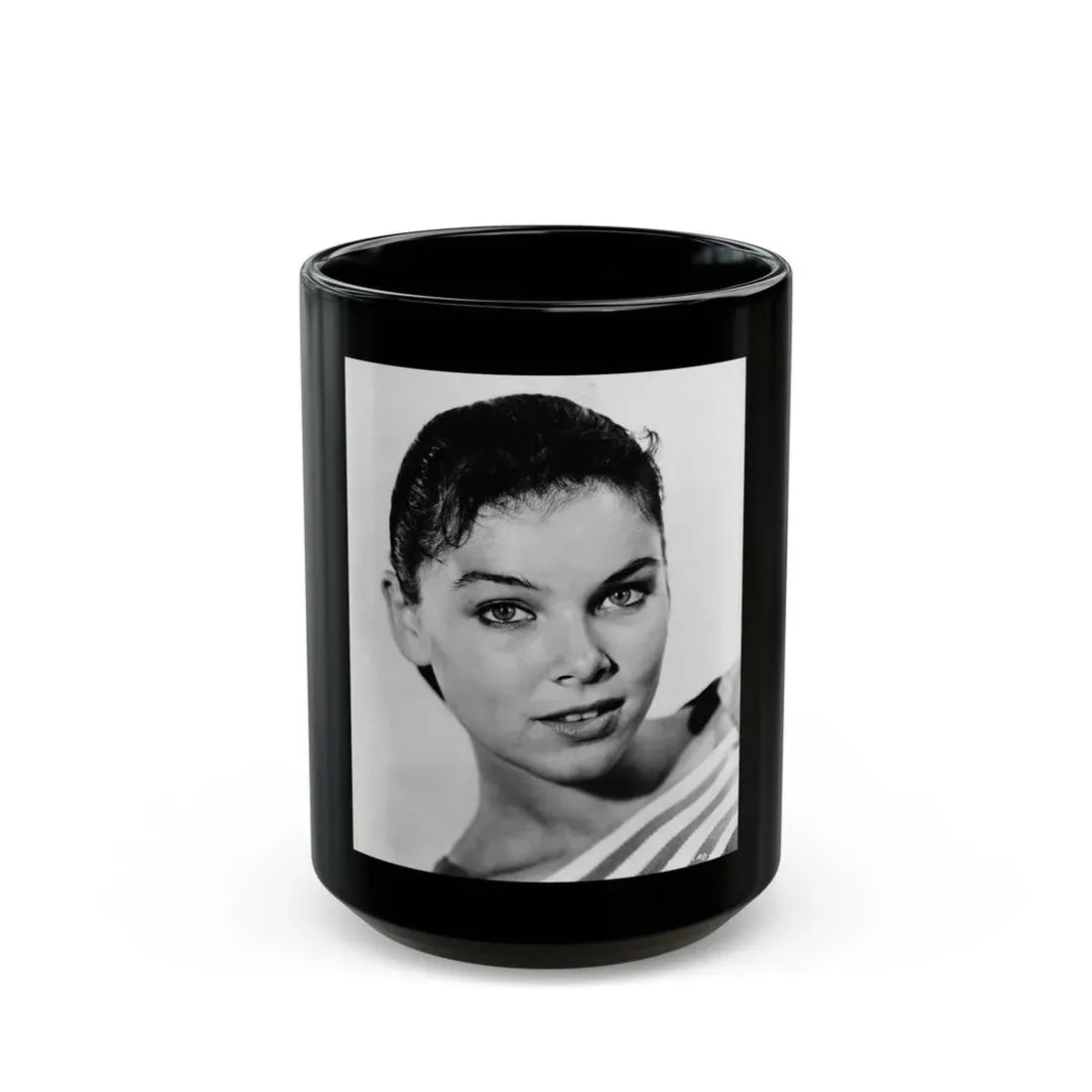 Yvonne Craig #201 (Vintage Female Icon) Black Coffee Mug 15oz - Go Mug Yourself