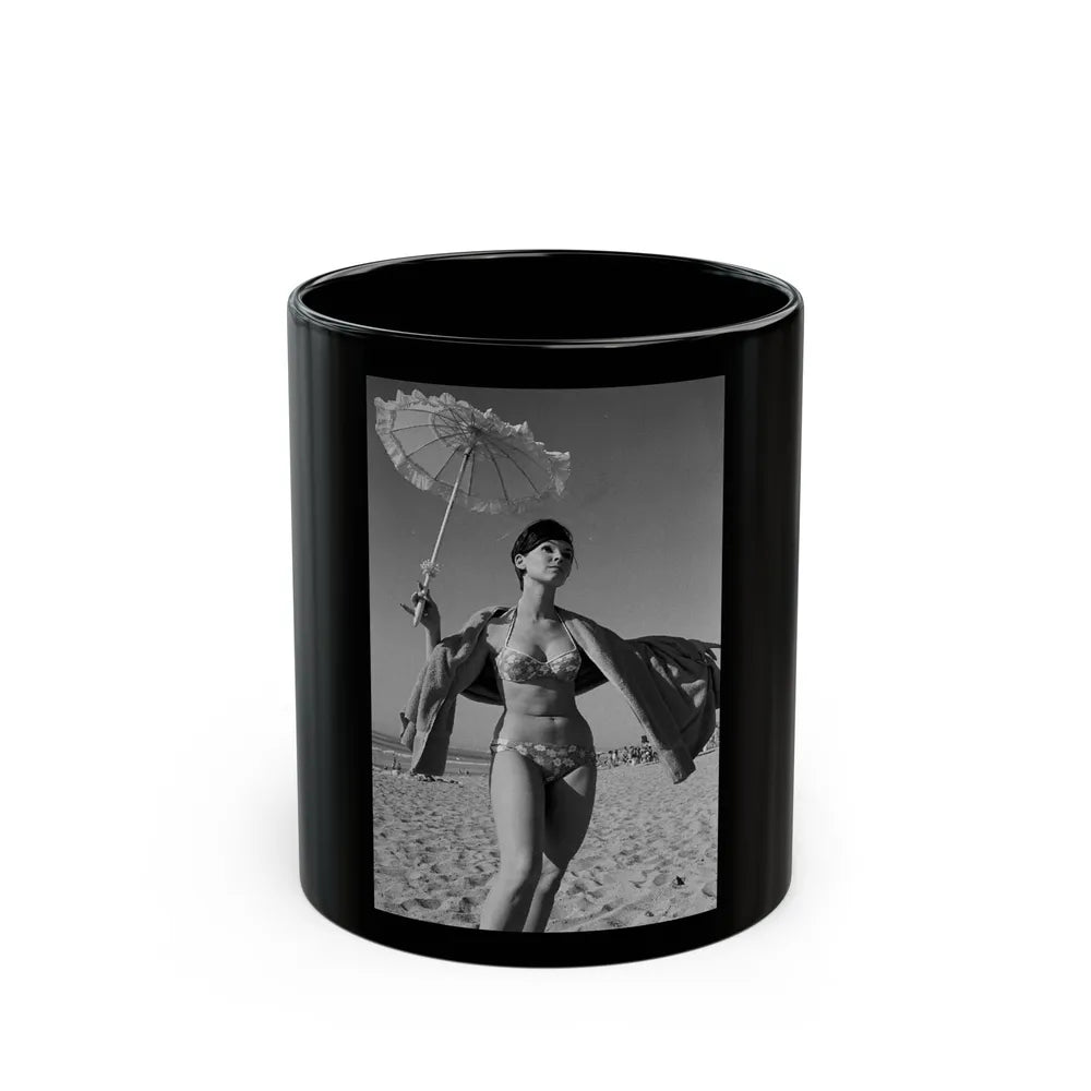 Yvonne Craig #208 (Vintage Female Icon) Black Coffee Mug-11oz-Go Mug Yourself