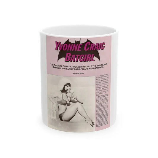 Yvonne Craig #209 - Femme Fatales Mag. December '98 Vol. 7 Issue #7 (Vintage Female Icon) White Coffee Mug 11oz - Go Mug Yourself
