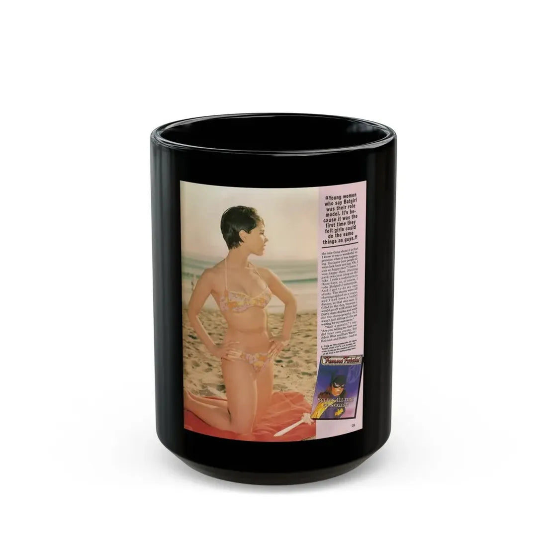 Yvonne Craig #210 - Femme Fatales Mag. December '98 Vol. 7 Issue #7 (Vintage Female Icon) Black Coffee Mug 15oz - Go Mug Yourself
