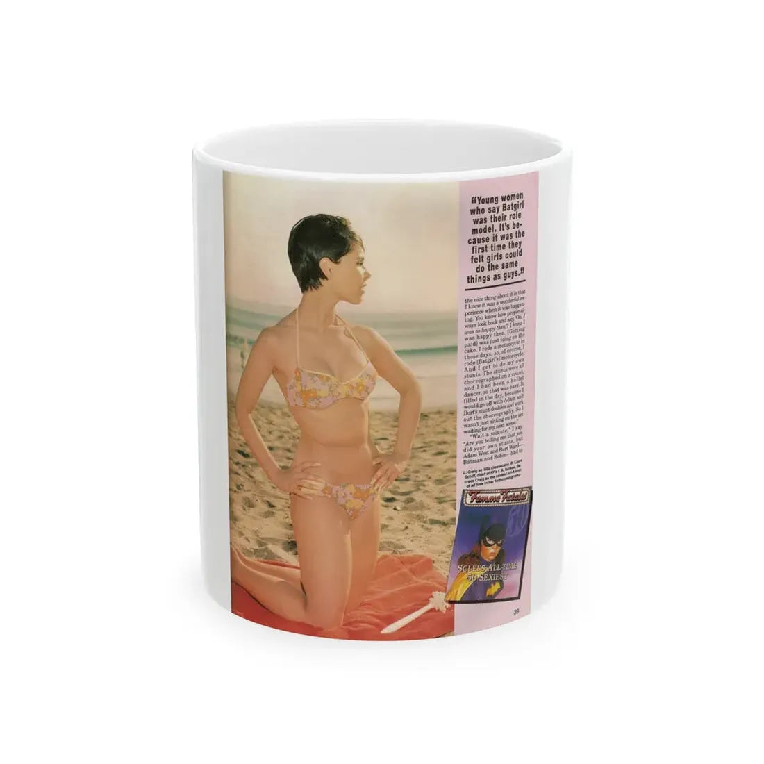 Yvonne Craig #210 - Femme Fatales Mag. December '98 Vol. 7 Issue #7 (Vintage Female Icon) White Coffee Mug 11oz - Go Mug Yourself