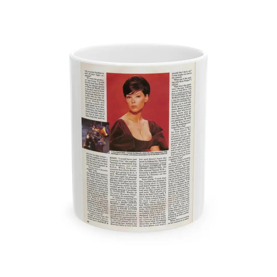 Yvonne Craig #211 - Femme Fatales Mag. December '98 Vol. 7 Issue #7 (Vintage Female Icon) White Coffee Mug 11oz - Go Mug Yourself
