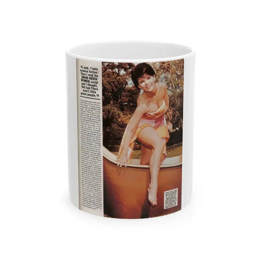 Yvonne Craig #212 - Femme Fatales Mag. December '98 Vol. 7 Issue #7 (Vintage Female Icon) White Coffee Mug 11oz - Go Mug Yourself
