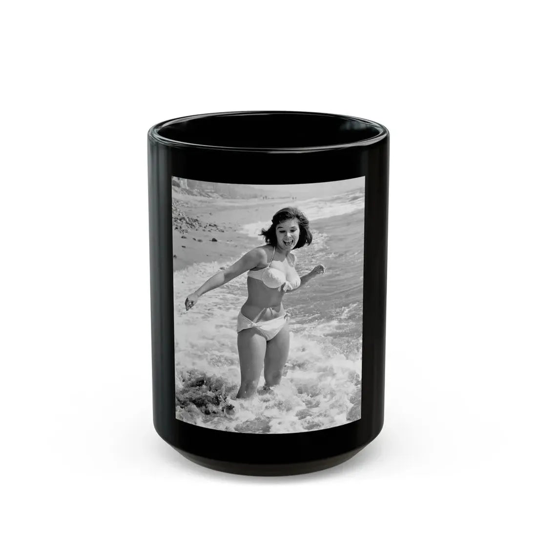 Yvonne Craig #220 (Vintage Female Icon) Black Coffee Mug 15oz - Go Mug Yourself
