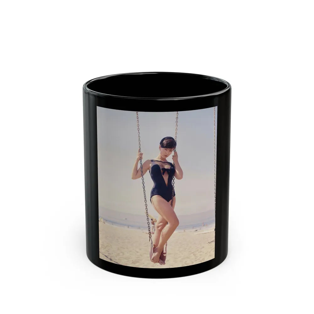 Yvonne Craig #237 (Vintage Female Icon) Black Coffee Mug-11oz-Go Mug Yourself