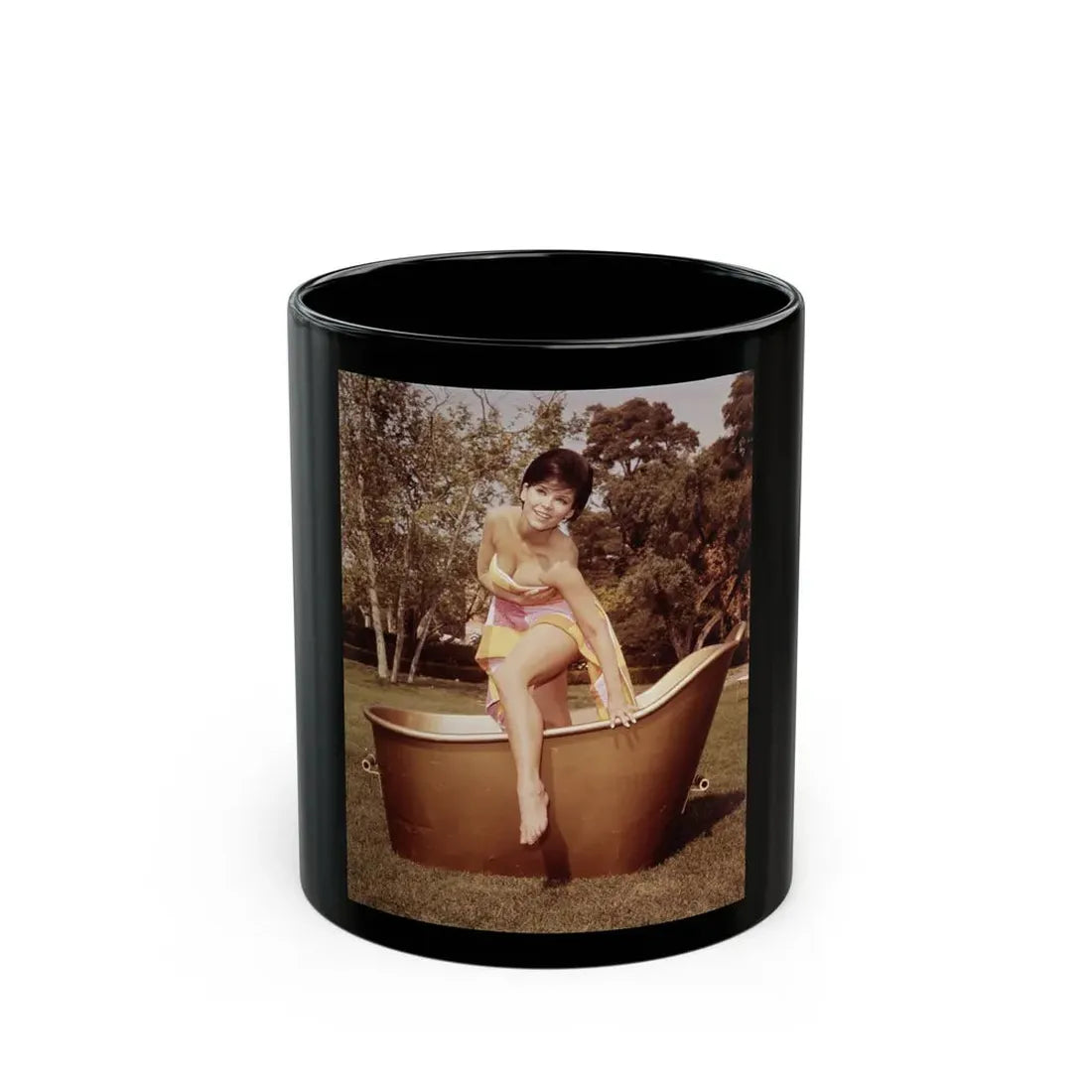 Yvonne Craig #24 (Vintage Female Icon) Black Coffee Mug 11oz - Go Mug Yourself