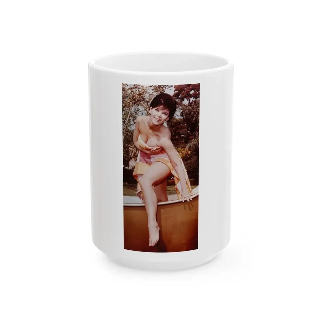 Yvonne Craig #241 (Vintage Female Icon) White Coffee Mug 15oz - Go Mug Yourself