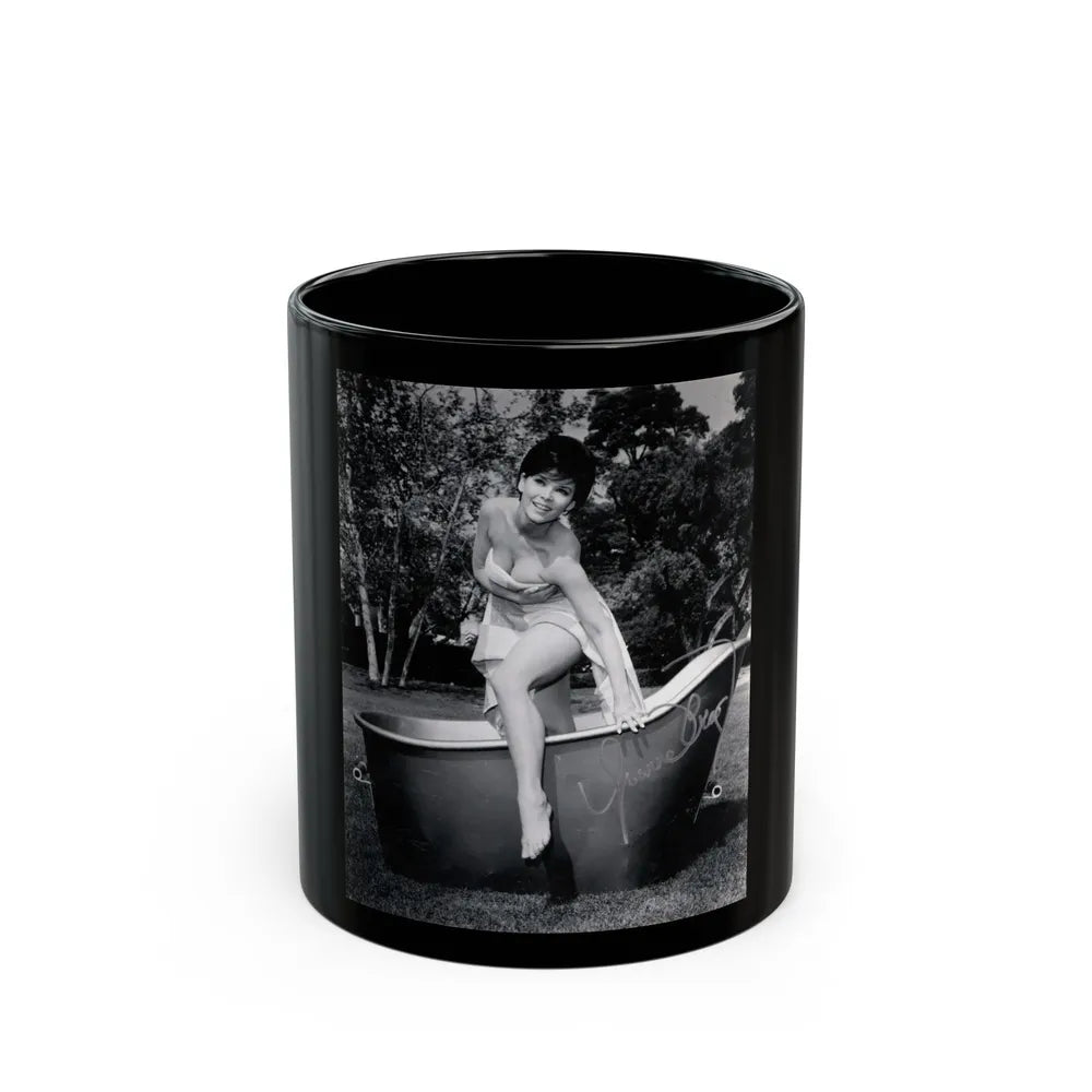 Yvonne Craig #242 (Vintage Female Icon) Black Coffee Mug-11oz-Go Mug Yourself