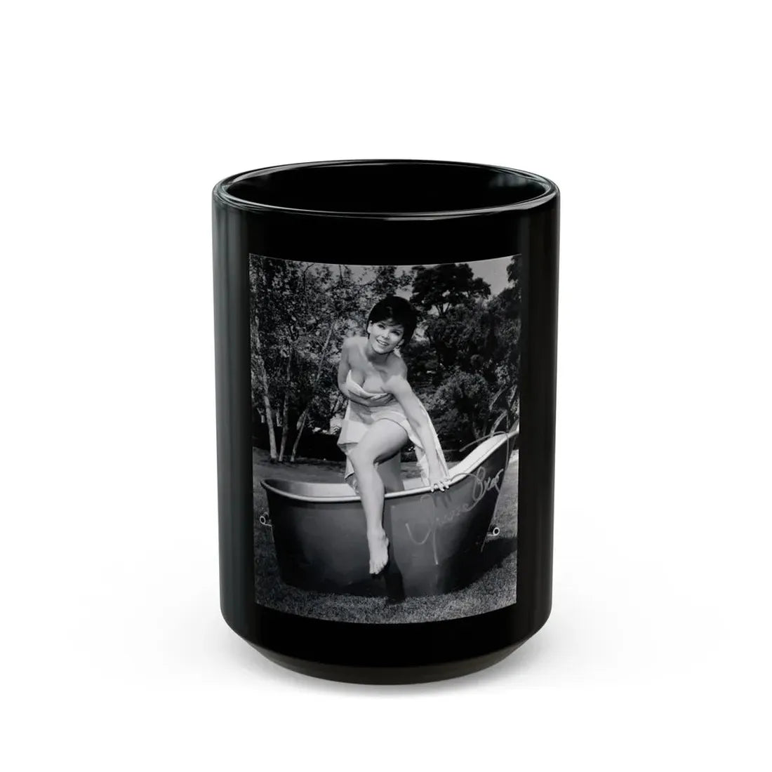 Yvonne Craig #242 (Vintage Female Icon) Black Coffee Mug 15oz - Go Mug Yourself