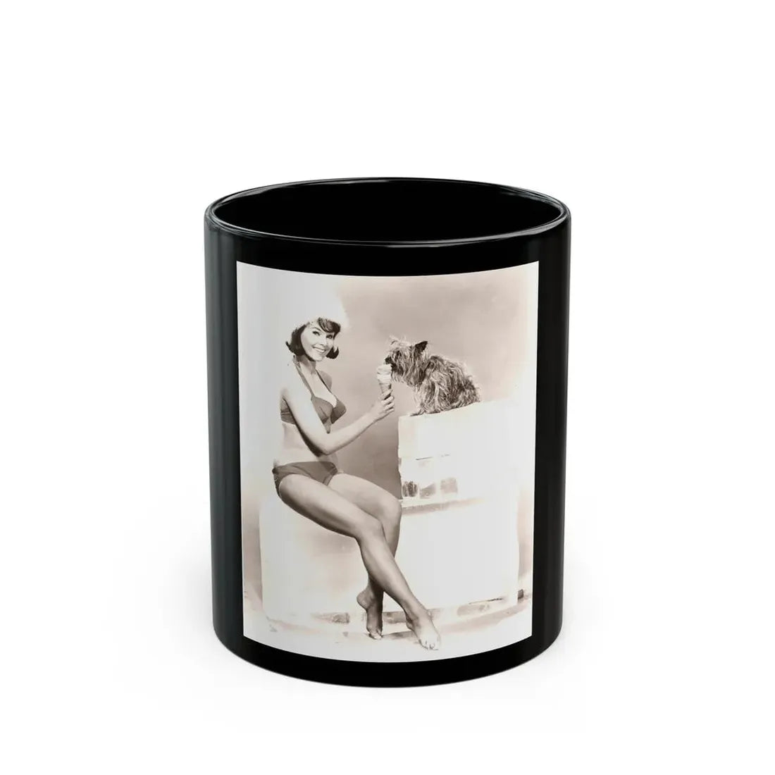 Yvonne Craig #243 (Vintage Female Icon) Black Coffee Mug 11oz - Go Mug Yourself