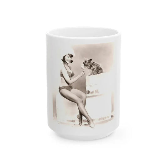 Yvonne Craig #243 (Vintage Female Icon) White Coffee Mug 15oz - Go Mug Yourself
