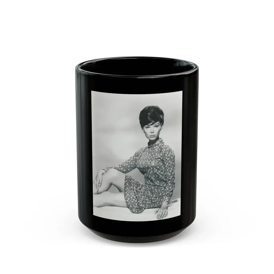 Yvonne Craig #246 (Vintage Female Icon) Black Coffee Mug 15oz - Go Mug Yourself