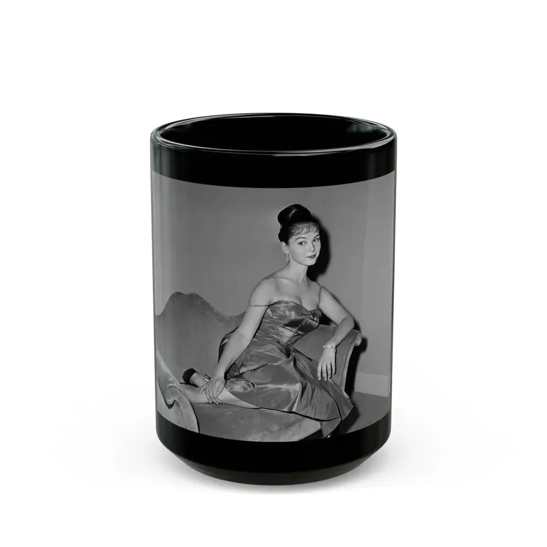 Yvonne Craig #252 (Vintage Female Icon) Black Coffee Mug 15oz - Go Mug Yourself