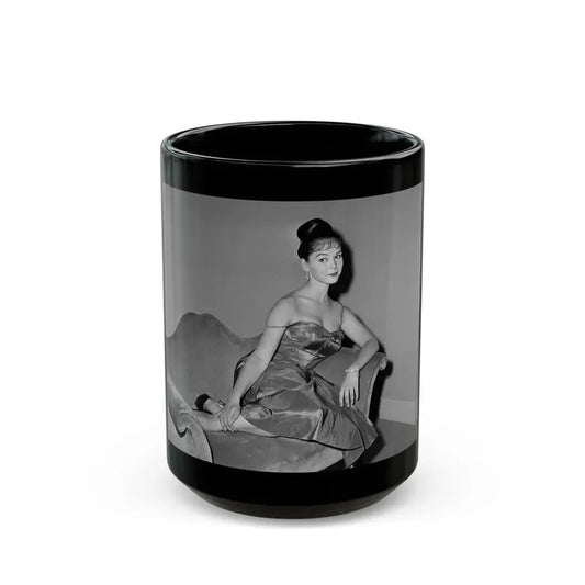 Yvonne Craig #252 (Vintage Female Icon) Black Coffee Mug 15oz - Go Mug Yourself