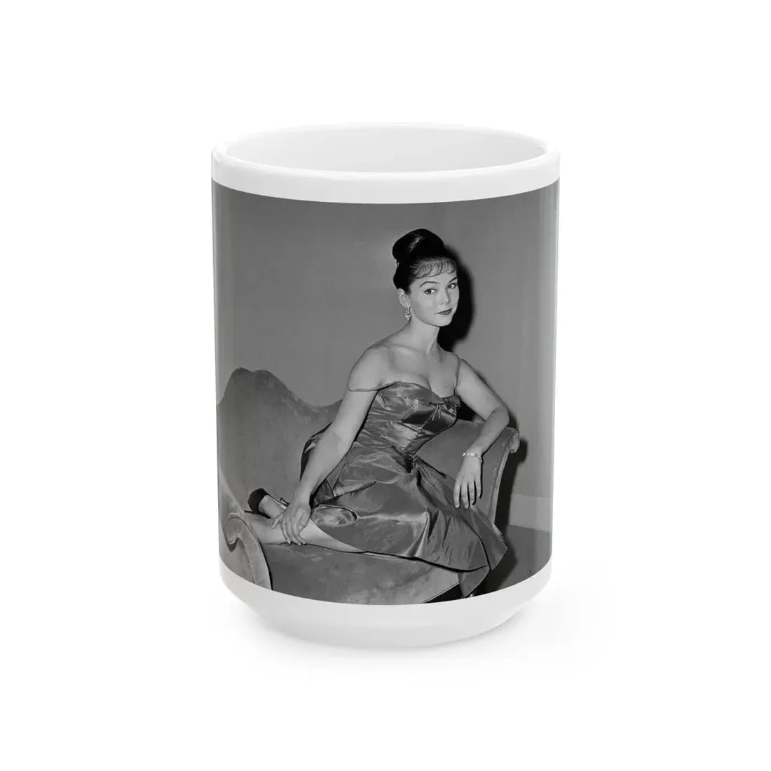 Yvonne Craig #252 (Vintage Female Icon) White Coffee Mug 15oz - Go Mug Yourself