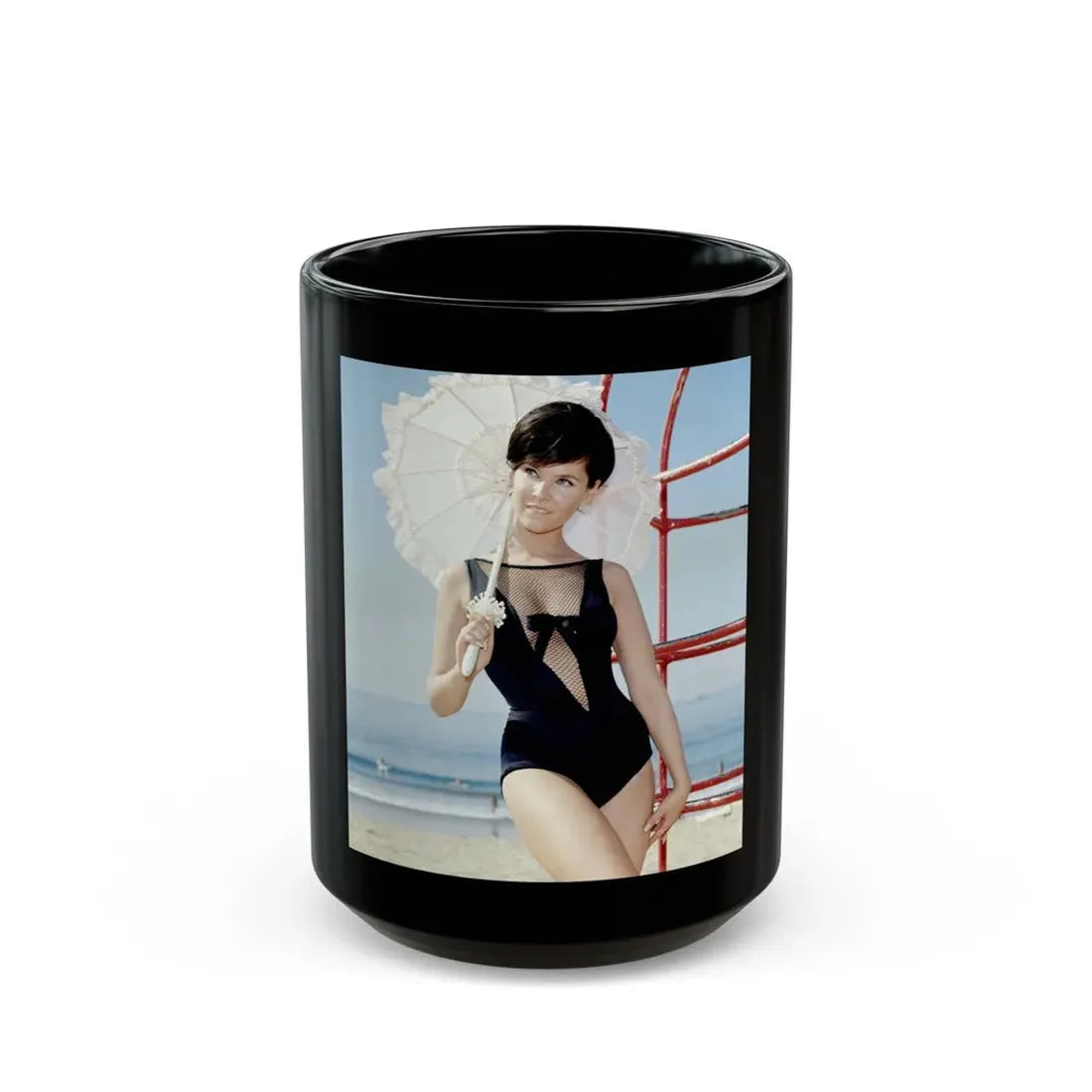 Yvonne Craig #256 (Vintage Female Icon) Black Coffee Mug 15oz - Go Mug Yourself