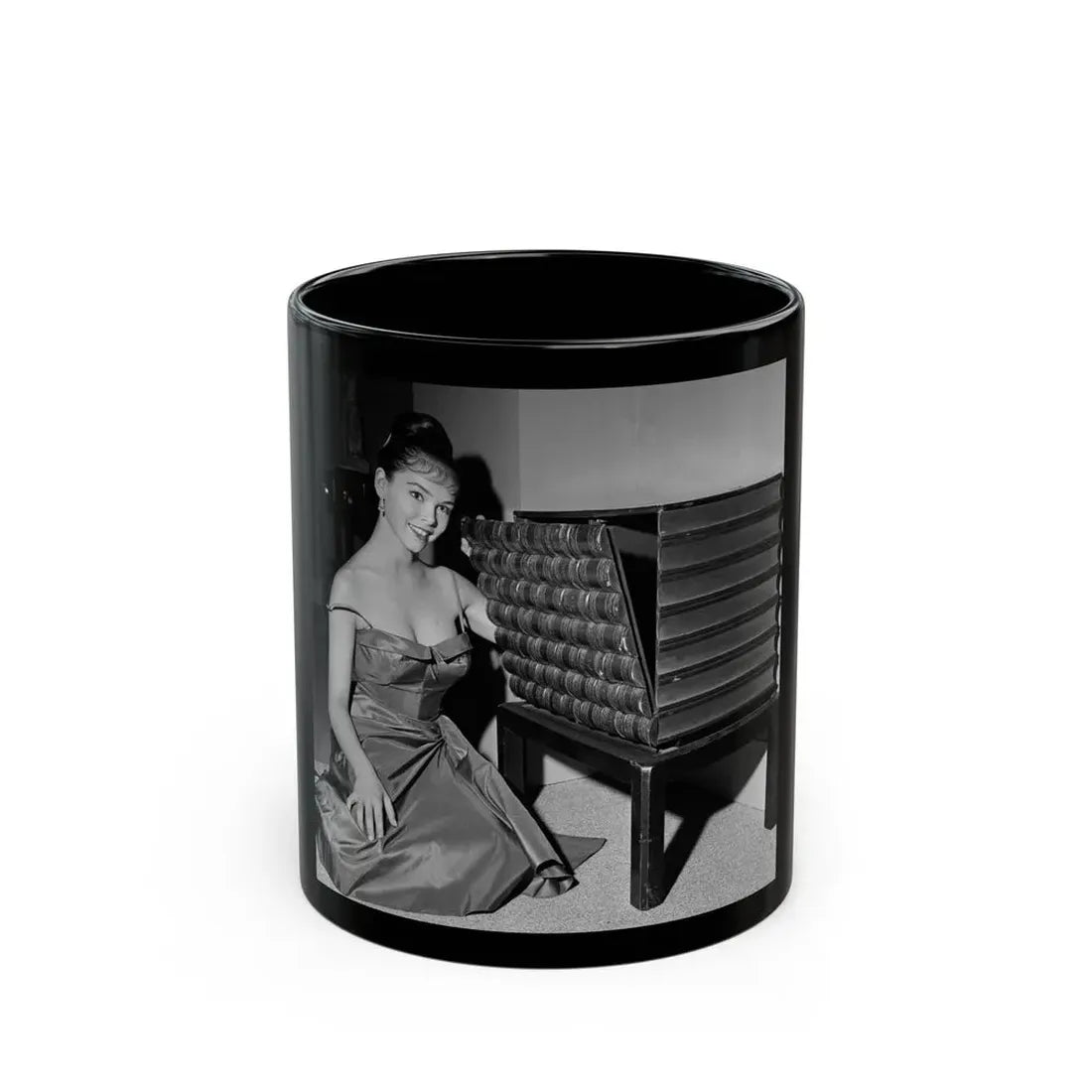 Yvonne Craig #261 (Vintage Female Icon) Black Coffee Mug 11oz - Go Mug Yourself