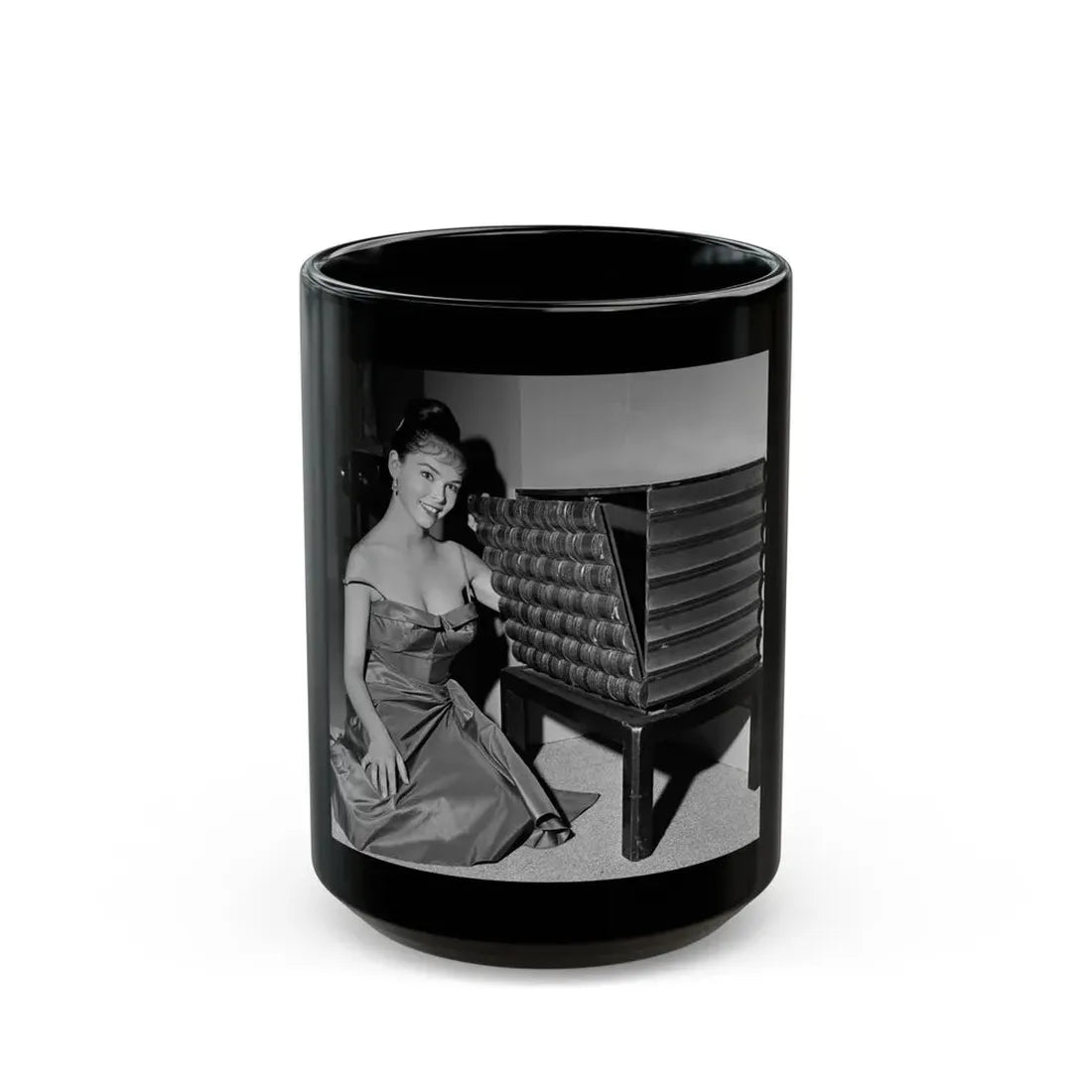 Yvonne Craig #261 (Vintage Female Icon) Black Coffee Mug 15oz - Go Mug Yourself