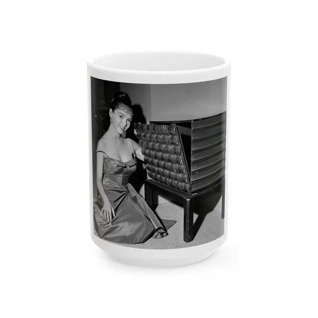 Yvonne Craig #261 (Vintage Female Icon) White Coffee Mug 15oz - Go Mug Yourself