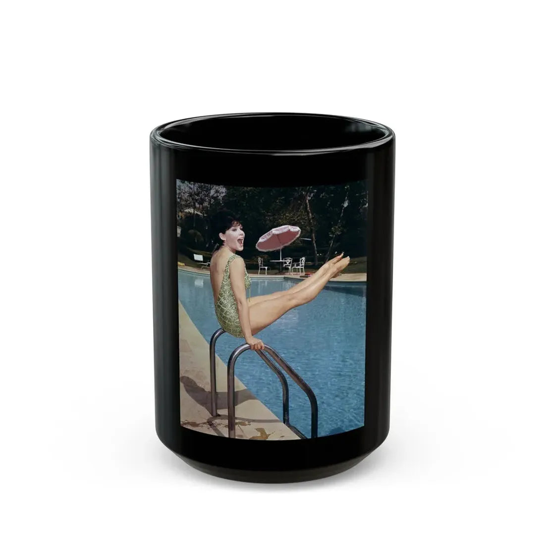 Yvonne Craig #273 (Vintage Female Icon) Black Coffee Mug 15oz - Go Mug Yourself