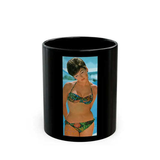 Yvonne Craig #276 - 7x10 Color 2-Piece Hawaiian Bikini Pin-Up Photo from 60's Japanese Mag. (Vintage Female Icon) Black Coffee Mug 11oz - Go Mug Yourself
