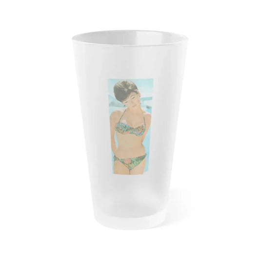 Yvonne Craig #276 - 7x10 Color 2-Piece Hawaiian Bikini Pin-Up Photo from 60's Japanese Mag. (Vintage Female Icon) Frosted Pint Glass 16oz 16oz Frosted - Go Mug Yourself