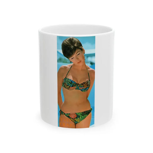 Yvonne Craig #276 - 7x10 Color 2-Piece Hawaiian Bikini Pin-Up Photo from 60's Japanese Mag. (Vintage Female Icon) White Coffee Mug 11oz - Go Mug Yourself