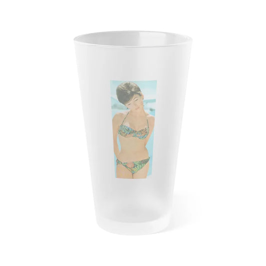Yvonne Craig #276 - 7x10 Color 2-Piece Hawaiian Bikini Pin-Up Photo from 60's Japanese Mag. (Vintage Female Icon) Frosted Pint Glass 16oz-16oz-Frosted-Go Mug Yourself