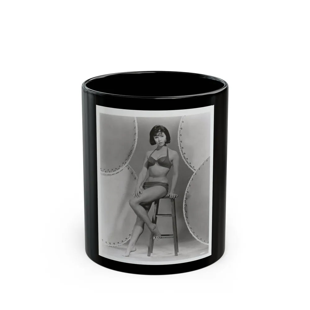 Yvonne Craig #32 (Vintage Female Icon) Black Coffee Mug-11oz-Go Mug Yourself