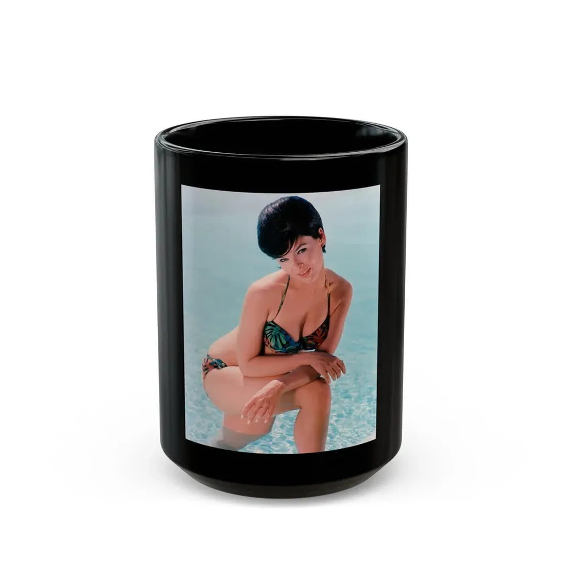 Yvonne Craig #38 (Vintage Female Icon) Black Coffee Mug 15oz - Go Mug Yourself