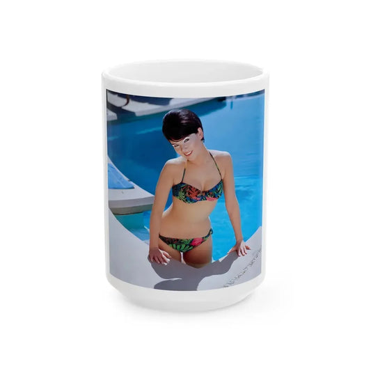 Yvonne Craig #57 (Vintage Female Icon) White Coffee Mug 15oz - Go Mug Yourself