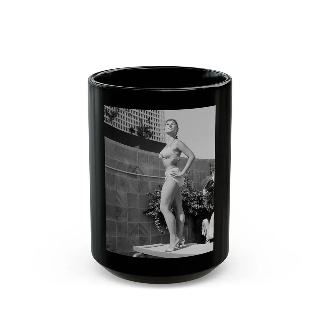 Yvonne Craig #63 (Vintage Female Icon) Black Coffee Mug 15oz - Go Mug Yourself