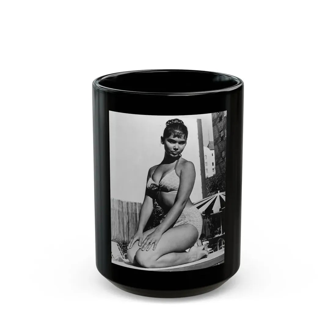 Yvonne Craig #69 (Vintage Female Icon) Black Coffee Mug 15oz - Go Mug Yourself