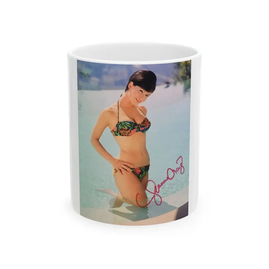 Yvonne Craig #82 - 8x10 Color 2-Piece Hawaiian Bikini Pin-Up Photo from 60's (Vintage Female Icon) White Coffee Mug 11oz - Go Mug Yourself