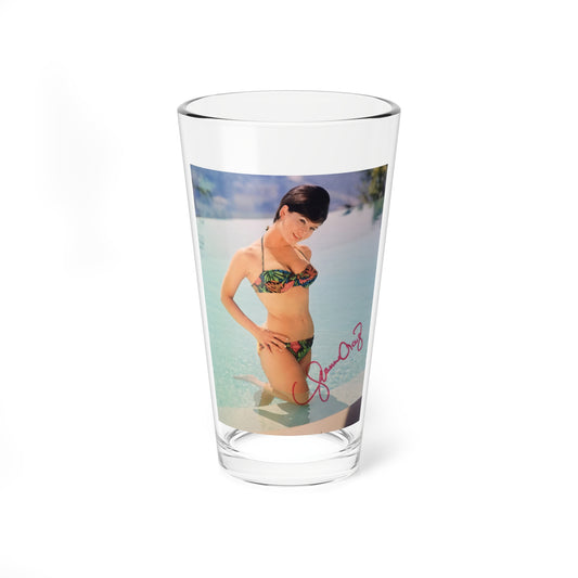 Yvonne Craig #82 - 8x10 Color 2-Piece Hawaiian Bikini Pin-Up Photo from 60's (Vintage Female Icon) Pint Glass 16oz-16oz-Go Mug Yourself