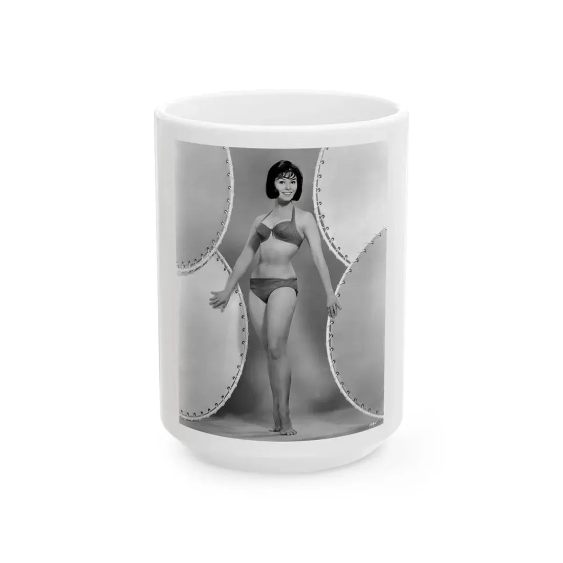 Yvonne Craig #841 (Vintage Female Icon) White Coffee Mug 15oz - Go Mug Yourself