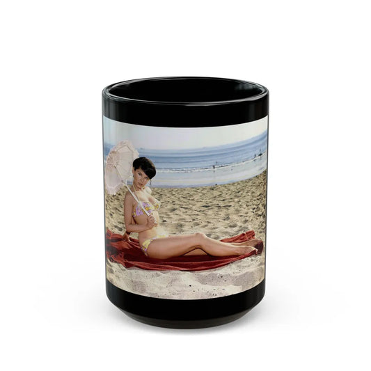 Yvonne Craig #96 (Vintage Female Icon) Black Coffee Mug-15oz-Go Mug Yourself