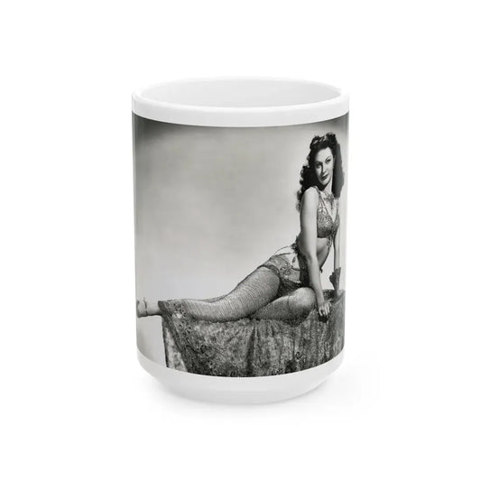 Yvonne DeCarlo #1371 (Vintage Female Icon) White Coffee Mug 15oz - Go Mug Yourself