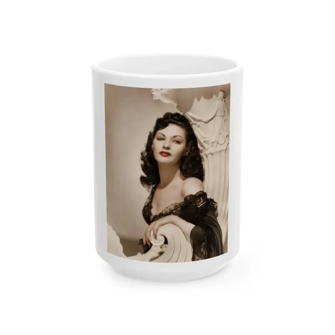 Yvonne DeCarlo #138 (Vintage Female Icon) White Coffee Mug 15oz - Go Mug Yourself