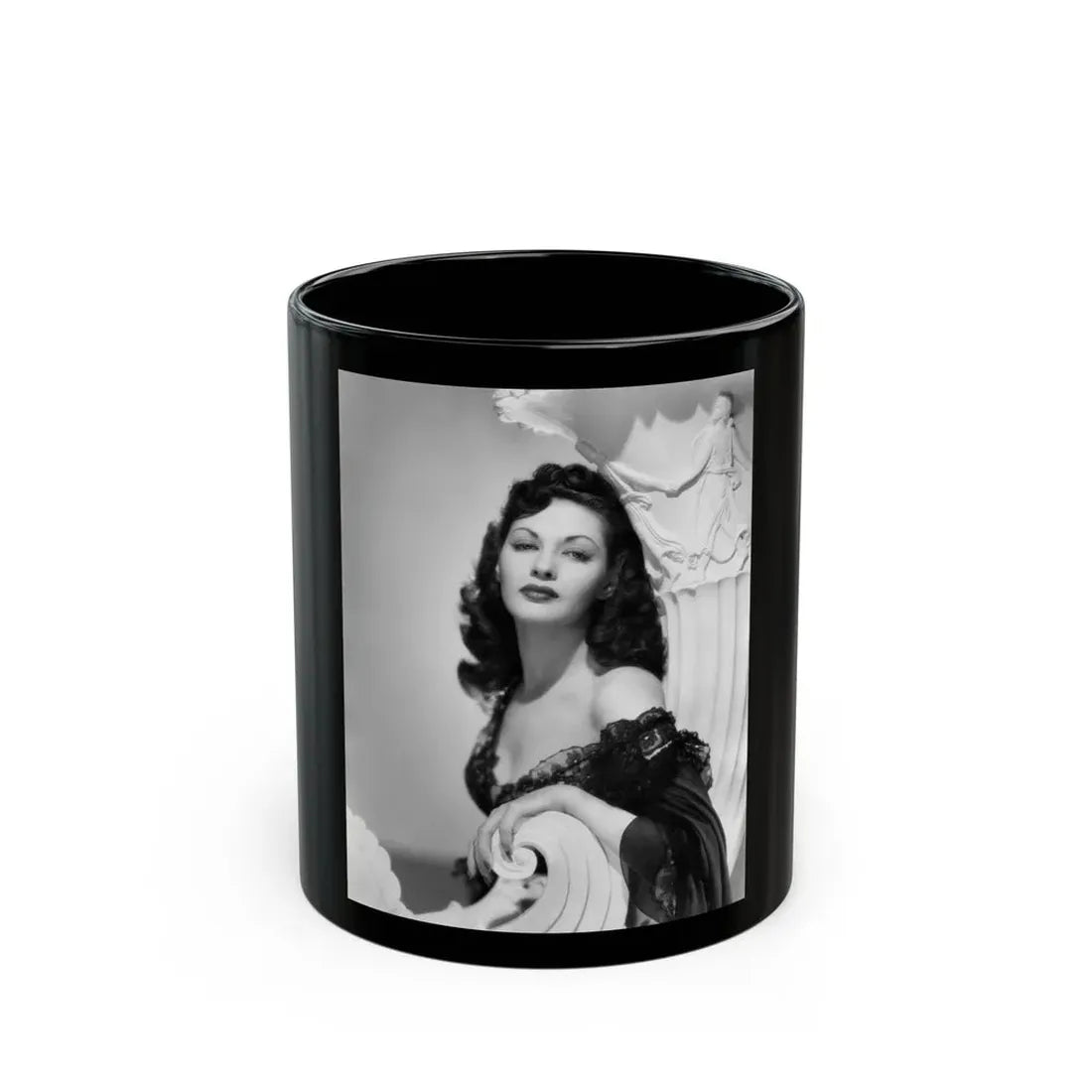 Yvonne DeCarlo #1381 (Vintage Female Icon) Black Coffee Mug 11oz - Go Mug Yourself