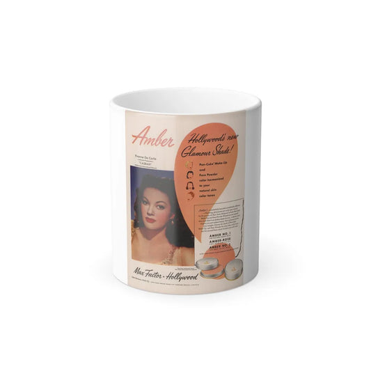 Yvonne DeCarlo #148 - 10x13 Color Glamour Portrait Make-Up Add (Vintage Female Icons) Color Changing Mug 11oz-11oz-Go Mug Yourself
