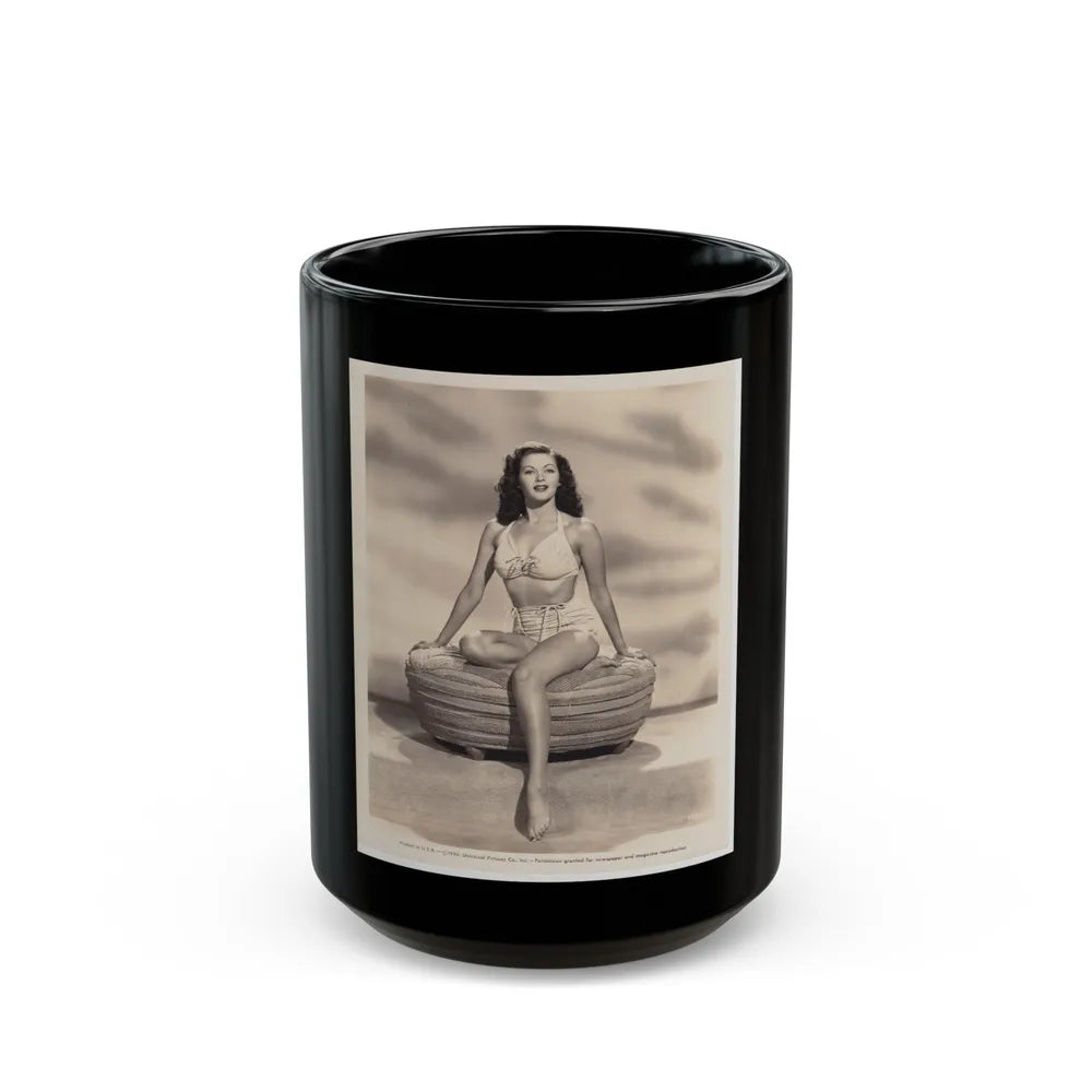 Yvonne DeCarlo #150 (Vintage Female Icon) Black Coffee Mug-15oz-Go Mug Yourself