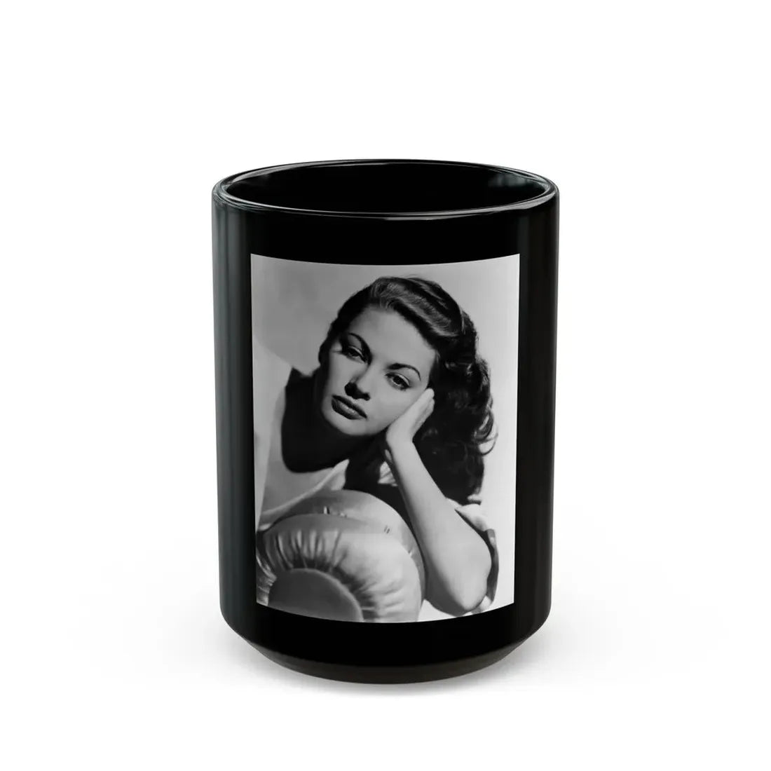 Yvonne DeCarlo #52 (Vintage Female Icon) Black Coffee Mug 15oz - Go Mug Yourself
