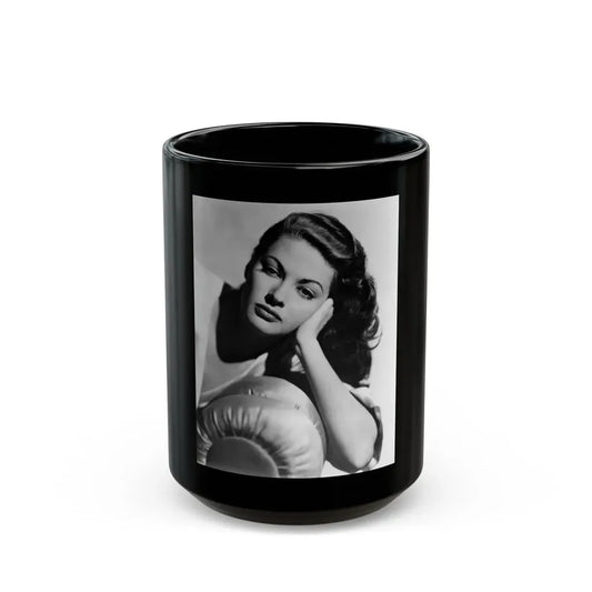 Yvonne DeCarlo #52 (Vintage Female Icon) Black Coffee Mug 15oz - Go Mug Yourself