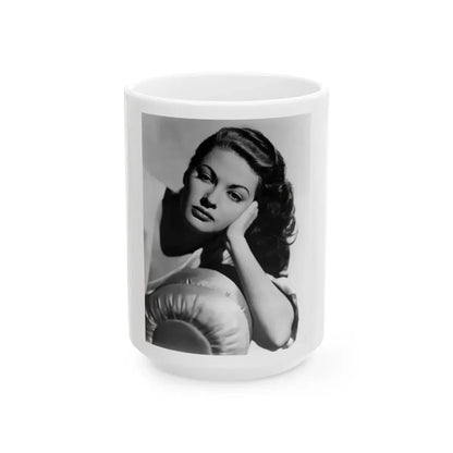 Yvonne DeCarlo #52 (Vintage Female Icon) White Coffee Mug 15oz - Go Mug Yourself