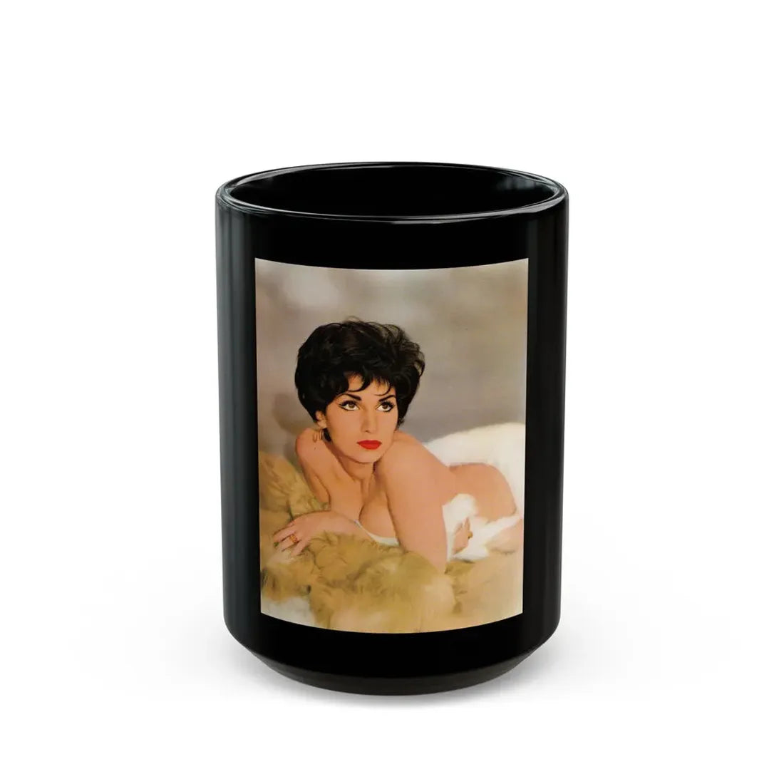 Yvonne Romaine #012 (Vintage Female Icon) Black Coffee Mug 15oz - Go Mug Yourself