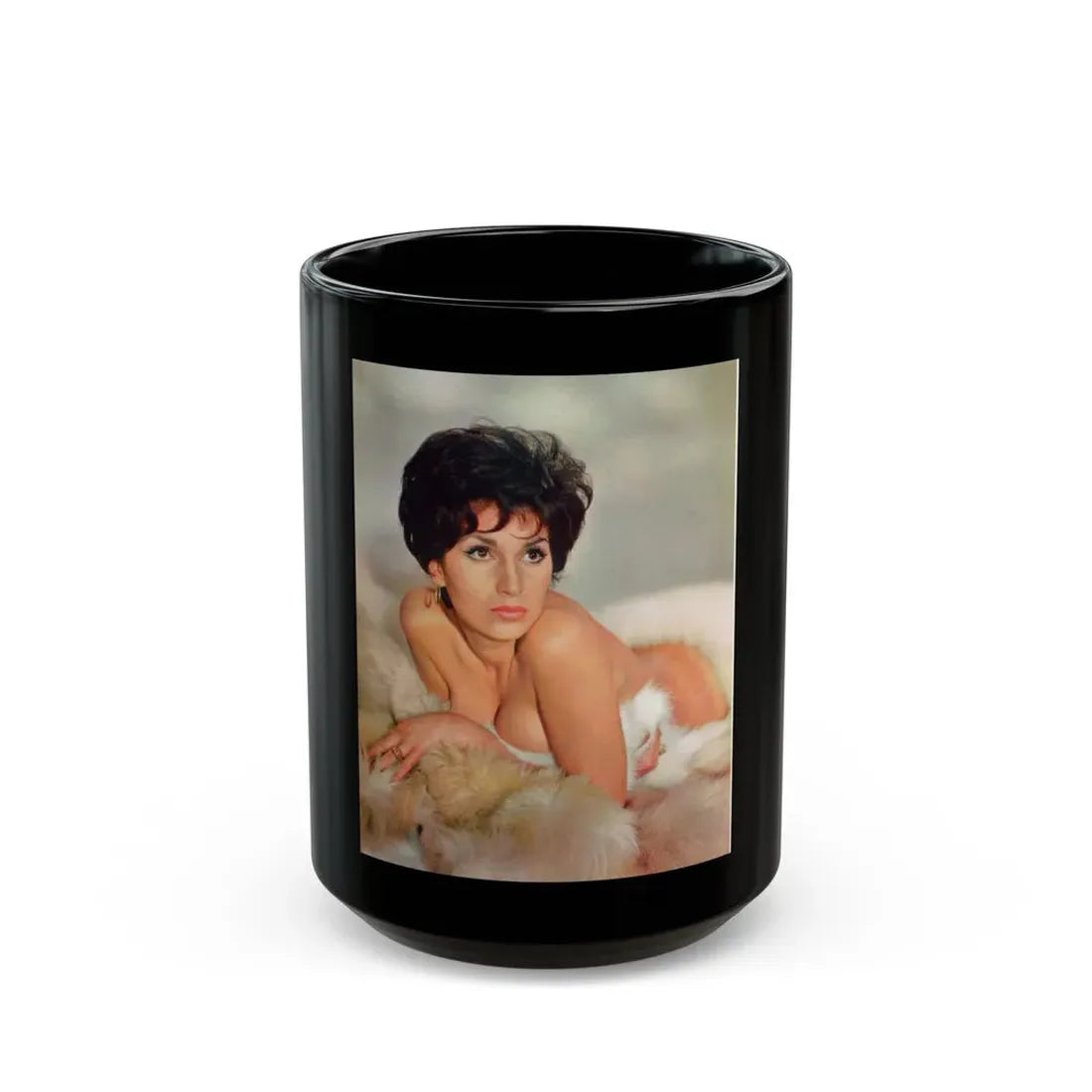 Yvonne Romaine #013 (Vintage Female Icon) Black Coffee Mug 15oz - Go Mug Yourself