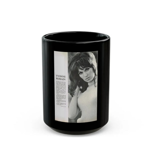 Yvonne Romaine #40 (Vintage Female Icon) Black Coffee Mug 15oz - Go Mug Yourself
