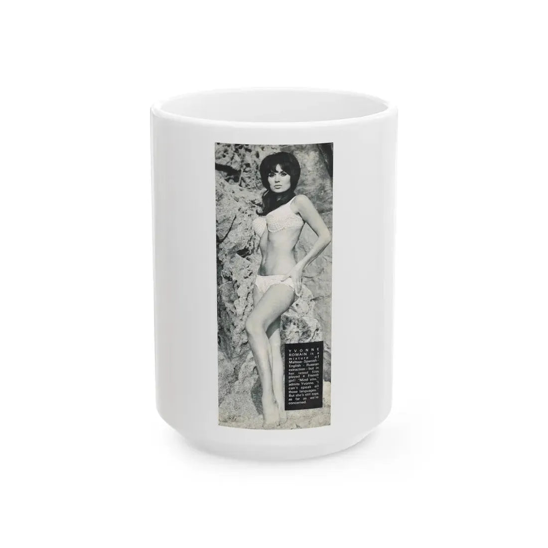 Yvonne Romaine #43 (Vintage Female Icon) White Coffee Mug 15oz - Go Mug Yourself